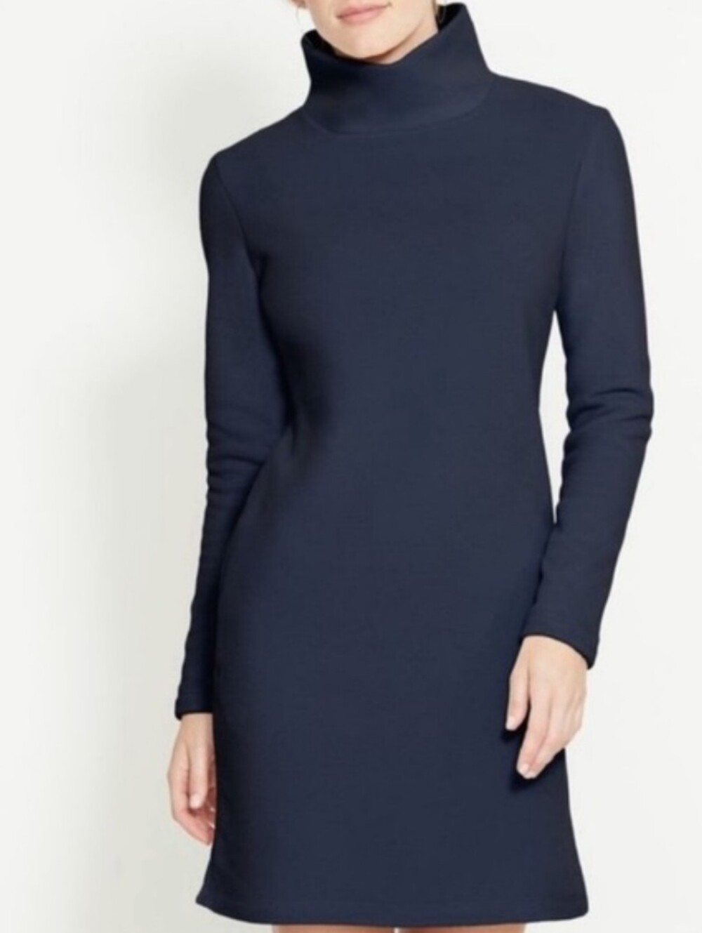 Dudley Stephens Tilden Turtleneck Mini Tunic Dress Vello Fleece Navy Blue Size M